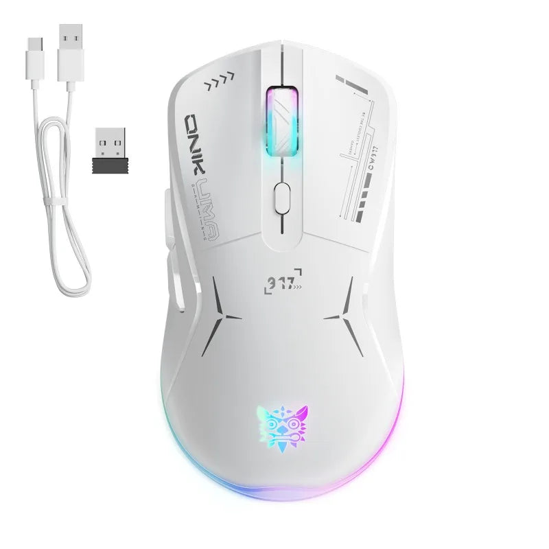 ONIKUMA CW917 Wireless Gaming Mouse Dual Mode 2.4G Wired RGB Backlit 4800 DPI Adjustable Rechargeable Ergonomic Programmable PC