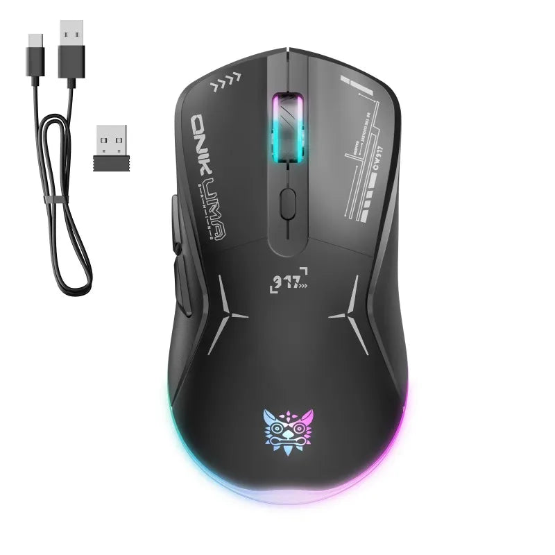 ONIKUMA CW917 Wireless Gaming Mouse Dual Mode 2.4G Wired RGB Backlit 4800 DPI Adjustable Rechargeable Ergonomic Programmable PC