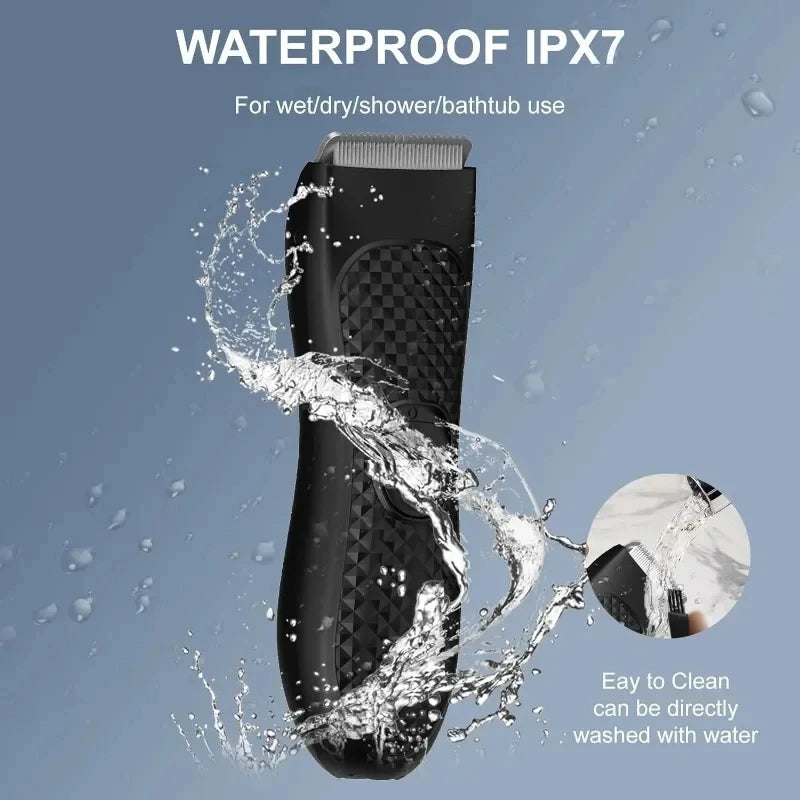 Men's Electric Groin Hair Trimmer Pubic Hair Removal Intimate Areas Body Grooming Clipper Epilator Rechargeable Shaver Razor