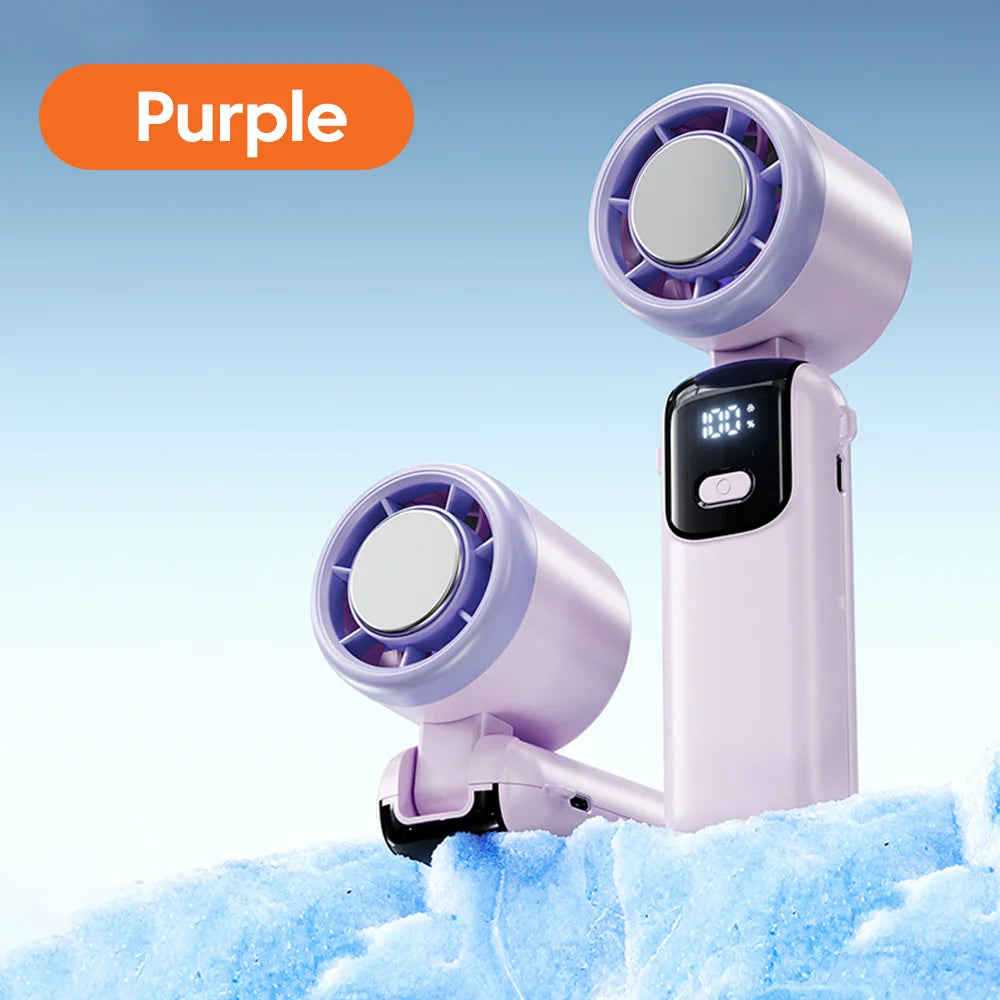 Battery Display Handle Mini Fan 100 Gears High Speed Adjustable Portable Turbo Fan Mini Type C Rechargeable Outdoor Turbofan