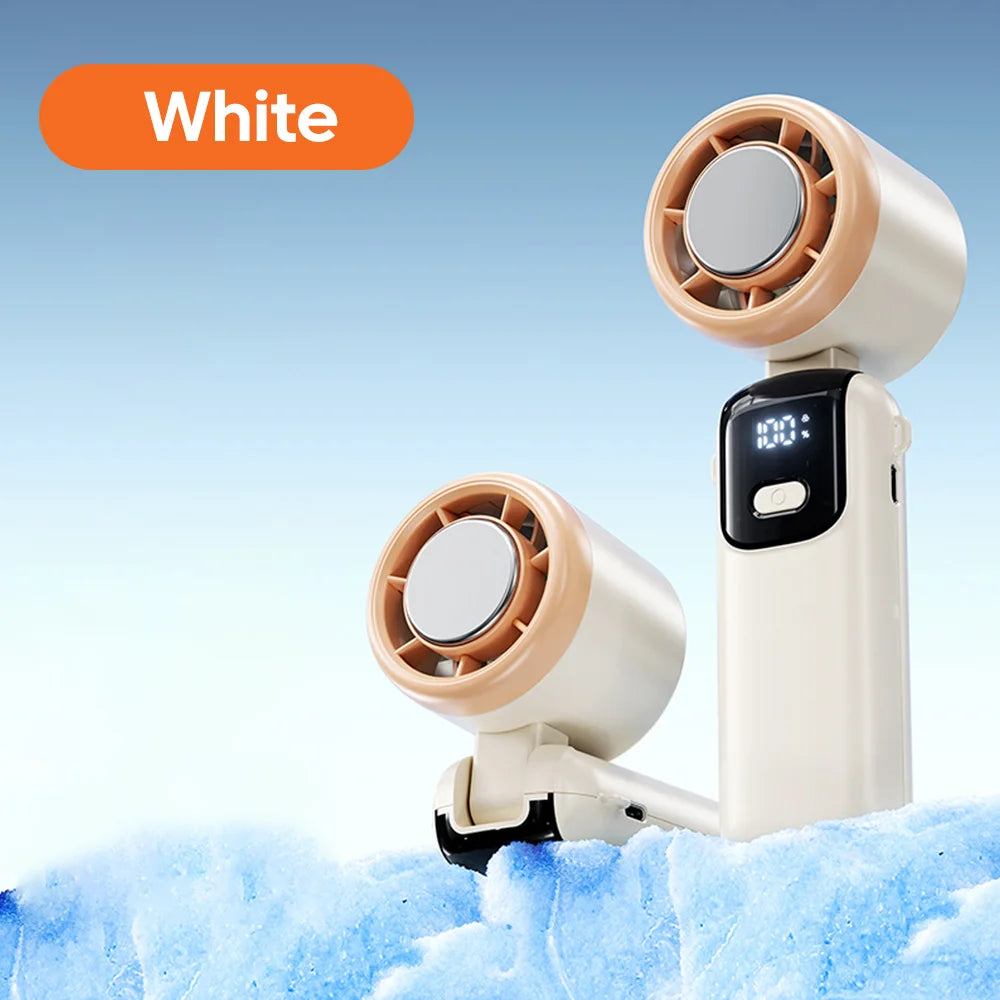Battery Display Handle Mini Fan 100 Gears High Speed Adjustable Portable Turbo Fan Mini Type C Rechargeable Outdoor Turbofan