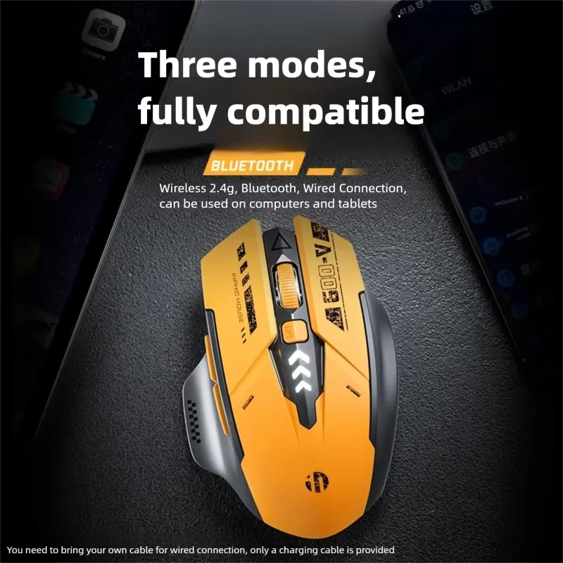 Inphic A9 V2 Wireless Gaming Mouse 12800DPI Rechargeable Ergonomic Bluetooth Compatible  Low‑Noise Mouse For PC Laptop Computer
