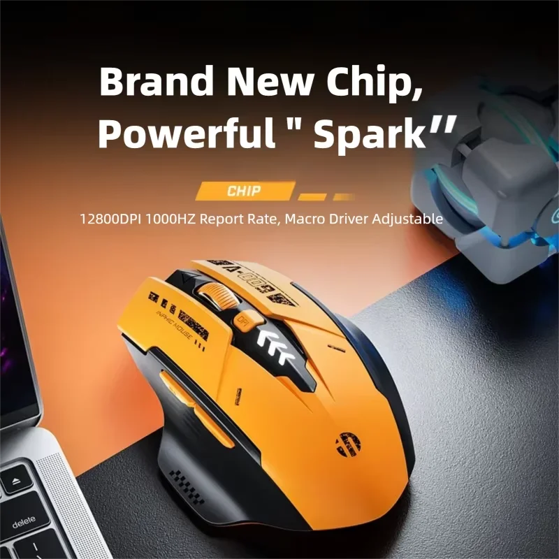 Inphic A9 V2 Wireless Gaming Mouse 12800DPI Rechargeable Ergonomic Bluetooth Compatible  Low‑Noise Mouse For PC Laptop Computer