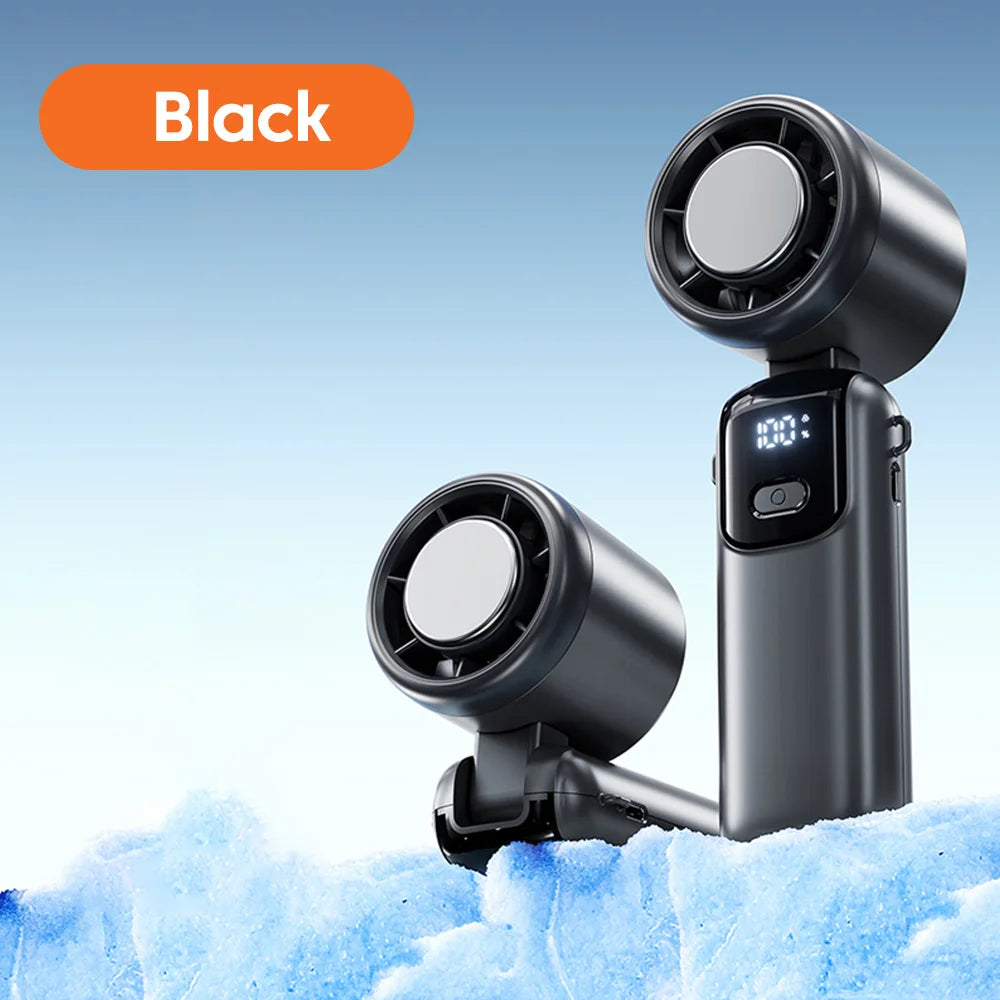 Battery Display Handle Mini Fan 100 Gears High Speed Adjustable Portable Turbo Fan Mini Type C Rechargeable Outdoor Turbofan