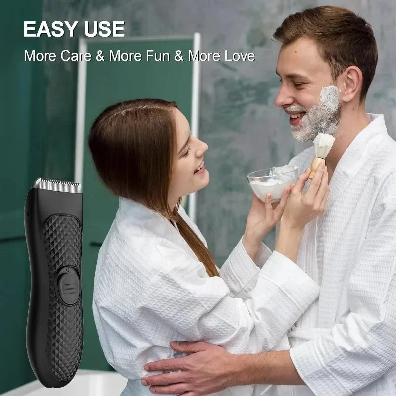 Men's Electric Groin Hair Trimmer Pubic Hair Removal Intimate Areas Body Grooming Clipper Epilator Rechargeable Shaver Razor