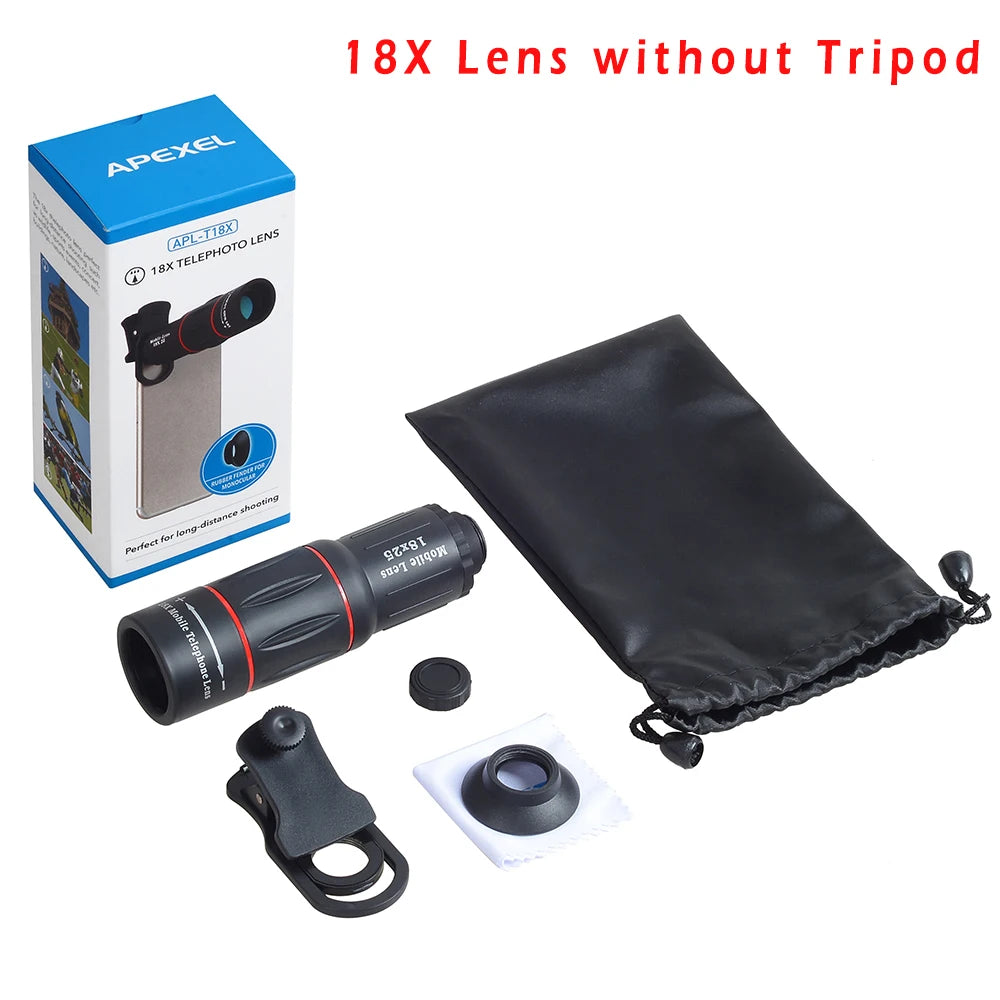 APEXEL Telescope Telephoto Lens 18X Zoom Lens with Tripod Monocular Mobile Phone Camera Lens for Smartphones Lente Para Celular