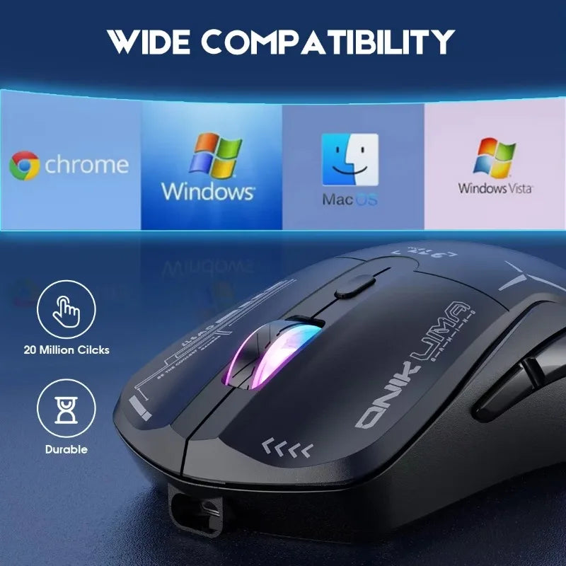 ONIKUMA CW917 Wireless Gaming Mouse Dual Mode 2.4G Wired RGB Backlit 4800 DPI Adjustable Rechargeable Ergonomic Programmable PC