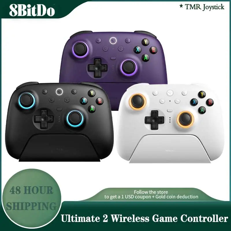 8BitDo Ultimate 2 Wireless 2.4G Gaming Controller with Charging Dock, TMR Joystick Bluetooth Gamepad for PC, Windows ,Android