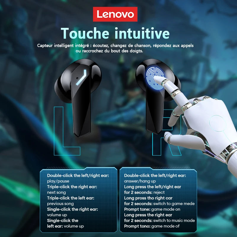 New Lenovo XT53 Wireless Upgrade Bluetooth 5.4 Earphones LED Digital Display Waterproof Headphones Low Latency Gaming Earbuds