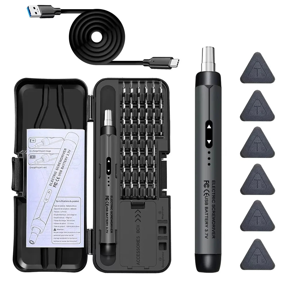 Electric Screwdriver Set Precision Power Tool Kit Rechargeable Wireless Mini Small Bits PC Mobile Phone Repair Tools DIY CRV